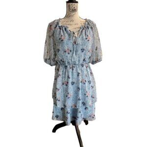 NWT Bailey Blue Blue Floral Tiered Flowy Feminine Mini Dress Juniors Size Medium